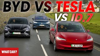 NEW BYD Seal vs Tesla Model 3 vs VW ID7 – best EV  Road trip costs compared  What Car [upl. by Anner]