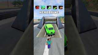 NOOB vs PRO vs HACKER vs HEROBRINE Car Jump Test 6 👌 🚗 shorts beamngdrive [upl. by Huntingdon]