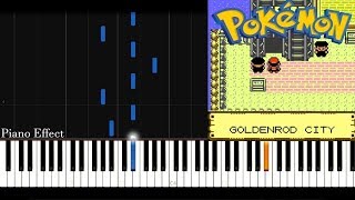 Pokemon Crystal  Goldenrod City Piano Tutorial Synthesia [upl. by Anaerda14]