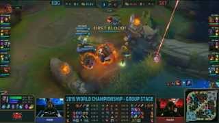 EDG vs SKT  First Blood  League of Legends World Championship 2015  Edward Gaming vs SKT T1 [upl. by Cirad]