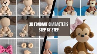 How To Make Fondant Topper Step By Step3D Fondant Characters For Cake [upl. by Tiloine]