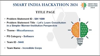 SIH Problem Statement 1699  Proposed Solution by Team Incredible CorpsSmart India Hackathon 2024 [upl. by Ramyar841]