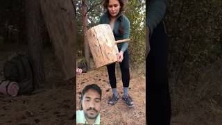 Lakdi karne ka tarika bushcraft woodworking lifehacks shorts [upl. by Ahsiaa]