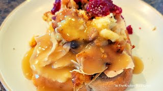 Hot Turkey Sandwich with Mashed Potatoes Stuffing Gravy Leftover Thanksgiving Turkey Ideas [upl. by Jelene]