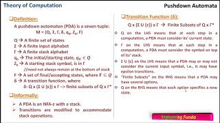 Pushdown Automata Definition Tuples Transition Function and Diagrammatic Representation [upl. by Benny]