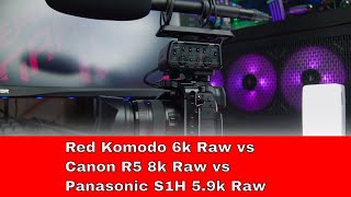 Canon R5 8k raw vs Red Komodo 6k raw vs Panasonic S1H 59k Raw [upl. by Lalo158]