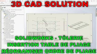 Solidworks  Tôlerie  Insertion table de pliage et changer lordre de pliage [upl. by Notniv]