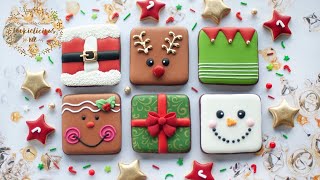 Simple amp Easy CHRISTMAS COOKIE SQUARES  6 Simple Christmas Designs [upl. by Anyt]