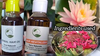 Ingredients used in Herbal Hair Oil amp Revitalizer hairoil haircare hairrevitalizer [upl. by Atrahc489]