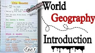 World Geography Introduction  Handwritten Notes  Lec1  An Aspirant [upl. by Nuncia]