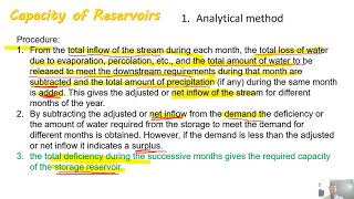 Reservoir  Capacity of Reservoirs 35 [upl. by Ntsuj]