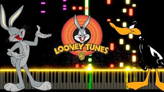 LOONEY TUNES amp MERRIE MELODIES THEME Song  Easy Piano Tutorial [upl. by Cocks223]