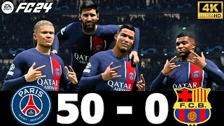 FC 24  RONALDO MESSI MBAPPE NEYMAR ALL STARS  PSG 50  0 BARCELONA  UCL FINAL 4K60 [upl. by Buckler]