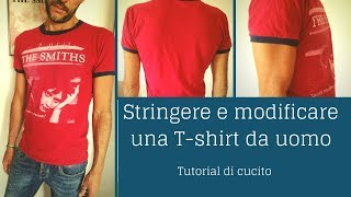 DIY Come stringere e modificare una TSHIRT da UOMO  Tutorial di cucito sartoriale [upl. by Minier]