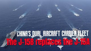 Chinas dual aircraft carrier fleet showcases latest J15B fleet [upl. by Niamjneb640]