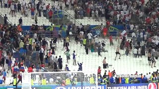 RUSSIAN HOOLIGANS ATTACK England fans targeted in Marseille [upl. by Nnaynaffit]