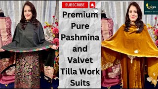 021224🌸Order7015950491 Premium Collection of Pure Pashmina amp Micro Velvet Tilla work suits🌸 [upl. by Modnar]