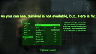 Fallout 4 Re Enabling Survival Mode after disabling it FIX Read Description for command used [upl. by Viola]