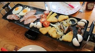 Electric Teppanyaki Barbecue Table Grill XL by Andrew James Review amp Demo English breakfast [upl. by Arahat]