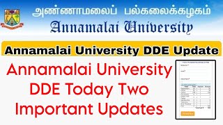 Annamalai University DDE Two Important Updates 👍 [upl. by Luana]