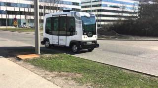 EasyMile EZ10 driverless bus in Stockholm  Ericsson Studio [upl. by Natanoy717]