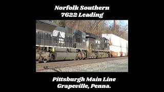 Norfolk Southern 7622 Leading 7252 amp 3612 Trailing Units Pittsburgh Main Line CP Rade Grapeville Pa [upl. by Azeria659]