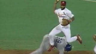 Ozzie jumps over runner to turn double play [upl. by Anuait471]