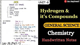 Chemistry  Chapter8 Hydrogen amp its Compounds  Lec36 Part1  General Science [upl. by Eecats612]