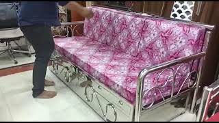 Sofa cum Bed Steel  Steel Sofa come Bed with storage  Space Saving Sofa Double Bed [upl. by Alicia74]