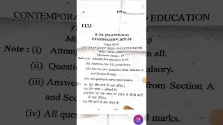 Question paper of contemporary India and educationbedexam BEd 1st yearddugu siddharthuniversity [upl. by Bartholomeo144]