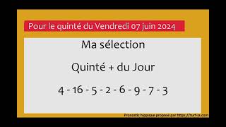 pronostic quinte du jour turfoo PRONOSTIC PMU QUINTÉ  DU JOUR VENDREDI 07 JUIN 2024 [upl. by Naugal]