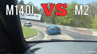 2018 BMW M140i VS BMW M2 On The Nurburgring NEAR CRASH [upl. by Hetty]