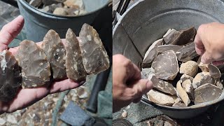 1948  Salvaging Junk Chunks flintknapping [upl. by Naahs]