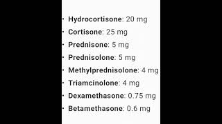 Equivalent Doses of Steroids corticosteroids corticoid steroid prednisone dexamethasone [upl. by Nalyk]