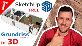 3D Grundriss  kostenloser SketchupKurs [upl. by Aremus]