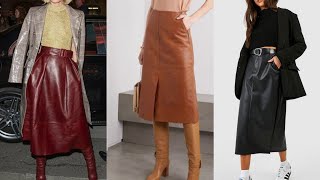 TOP 50 MOST ELEGANT BEAUTIFUL ATTRACTIVE LEATHER SKIRT DESIGN IDEAS IDEAS FOR LADIES [upl. by Fredek]