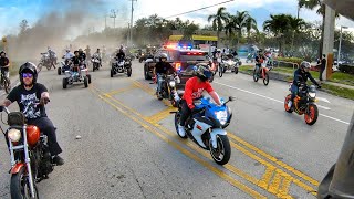 GAS STATION RUSHED BY COPS DIRT BIKES GET STUCK [upl. by Ahsieuqal]