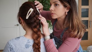 ASMR Perfectionist French Hair Braiding Hair Styling Finishing Touches  Sleep Routine [upl. by Hardej430]