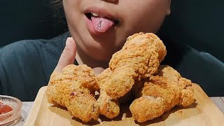 ASMR EATINGFRIED CHICKEN [upl. by Suiratnauq169]