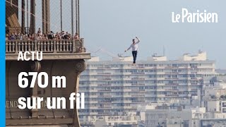 Nathan Paulin a marché dans le vide entre la tour Eiffel et le Palais de Chaillot [upl. by Albion30]