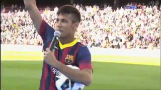 Presentacion El primer día de Neymar en el FC Barcelona 2013 Presentazione [upl. by Afesoj216]