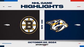 NHL Highlights  Bruins vs Predators  October 22 2024 [upl. by Cinnamon]