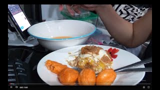 Yummy Kwek Kwek with sweet spicy sauce with Sweet desserts mukbagshow mukbangasmreatingshow [upl. by Llerehc]