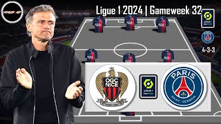 OGC NICE VS PSG  PARIS SAINTGERMAIN PREDICTION LINEUPS LIGUE 1  GAMEWEEK 32 [upl. by Chladek]