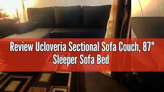 Review Ucloveria Sectional Sofa Couch 87quot Sleeper Sofa Bed with Reversible Storage Chaise Pull Out [upl. by Aisatsana]