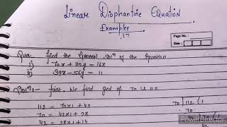 Theory of Numbers Lec 26Linear Diophantine Equation [upl. by Nylear]