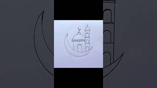 Masjid drawing tutorial  How to draw mosque easy  Islamic drawing mosque islamic shortsfeed [upl. by Amat292]