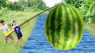 Kids Go To School  Play Game Fishing Giant Watermelon w Kids Alphabet Song Childrens [upl. by Ailegnave]