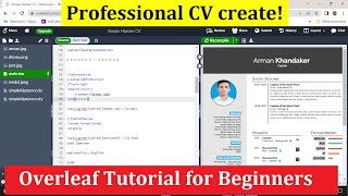 Overleaf Tutorial for Beginners Create a CV  Latex Overleaf Tutorial [upl. by Nnylrebma]