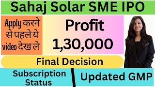 Sahaj Solar IPO  Sahaj Solar IPO Review  Sahaj Solar IPO GMP I Sahaj Solar I Sahaj [upl. by Balas]